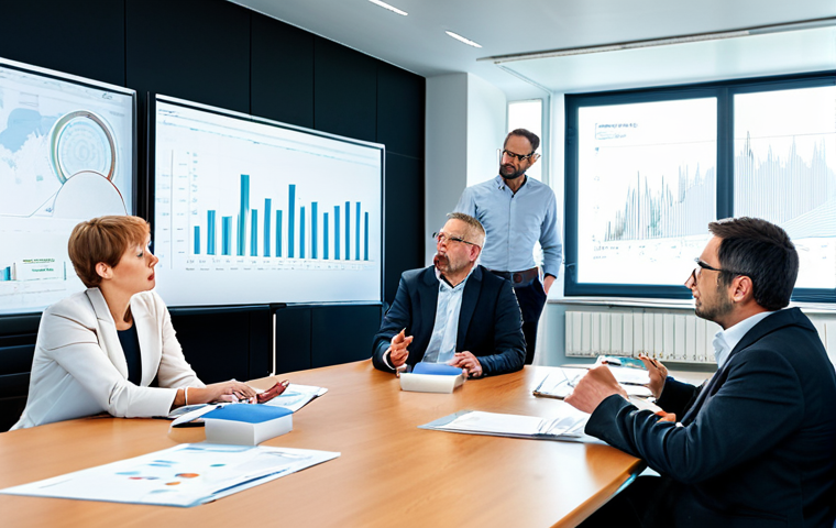 Business Crisis Management Meeting**
"A professional crisis management team in a modern, brightly lit German office, fully clothed in appropriate business attire, engaged in a serious discussion around a large conference table. Displaying charts and graphs on a screen showing data analysis. Emphasize collaboration and problem-solving. Safe for work, appropriate content, professional setting, perfect anatomy, natural proportions, well-formed hands, proper finger count, family-friendly."
**
